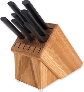 Rada Essential Oak 8 Piece Knife Block Set in Black at Nordstrom