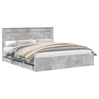 vidaXL Estructura De Cama Gris Concreto 180 X 200 Cm Madera Ingenieril Vidaxl