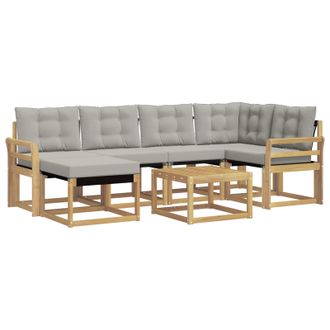 vidaXL Conjunto De Sof&aacute;s De Exterior 7 Pcs Blanco Y Gris Claro Vidaxl