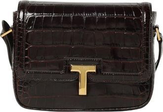 Tom Ford Tassen, Dames, Bruin, ONE Size, Leer, Bruine Leren Crossbody Schoudertas
