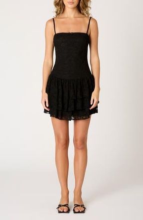 Nia Audrey Lace Tiered Cocktail Dress in Black at Nordstrom Rack, Size X-Large