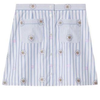 Gucci (WMNS) Gucci Interlocking G And Flower Print Skirt White Light Blue 781768-ZAQFC-9241