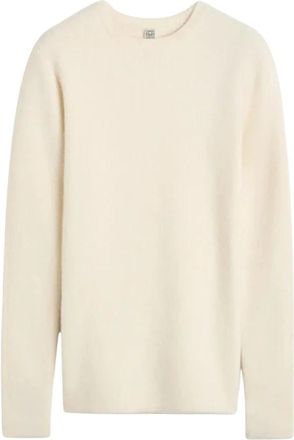 Toteme Gestructureerde Ronde Hals Trui - Dames - Ronde hals truien - Beige - S - Kasjmier - Truien & Vesten