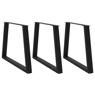Berkfield Home Dining Table Legs V-Shape 3 pcs Black 100x(72-73.3) cm Steel