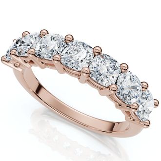 Pompeii3 1 3/8Ct Cushion Cut Seven Stone Wedding Ring 14k Gold Lab Grown