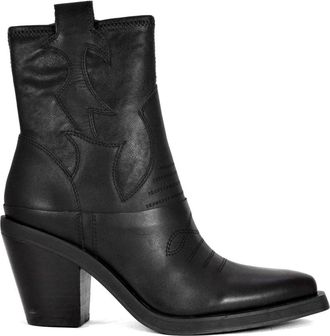 Ash Zwarte leren Texaanse laarzen met stiksels - Dames - Cowboylaarzen - Zwart - 36 EU - Leer - Schoenen