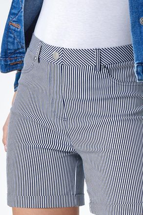 Roman Stripe Turn Up Elastic Waist Stretch Shorts
