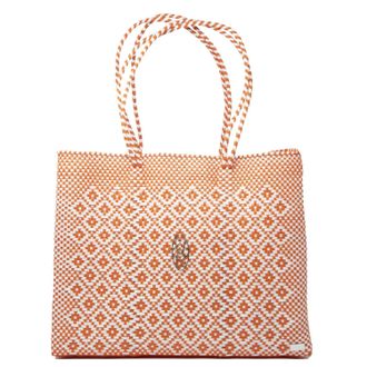 Lola's Bag Womens Travel Handmade Aztec Tote Bag With Clutch In Orange