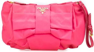 Prada Pre-owned Clutches, female, Pink, Size: ONE SIZE Pre-owned Elegant Bow Clutch