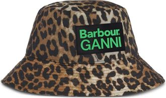 Ganni x Barbour leopard-print logo-patch hat - women - Fabric - L/XL - Brown