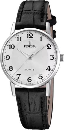 Festina Accessoires, unisex, Zwart, ONE Size, Leer, Ronde Leren Band Horloge