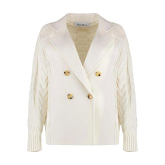 Max Mara Micio Double-Breasted Knit Jacket - female - Max Mara - Double-Breasted Coats - White - XL - Coats