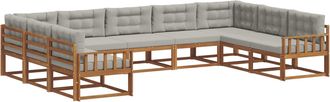 vidaXL Conjunto De Sof&aacute;s De Exterior 9 Uds. Gris Natural Y Claro Vidaxl