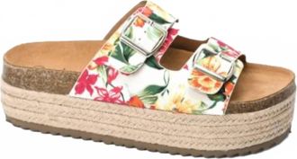 Corkys Footwear Womens No Filter Floral Platform Sandals In White