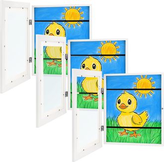 No Brand Marcos De Arte Intercambiables - Apertura Frontal Para Exhibici&oacute;n Y Almacenamiento 100 Piezas - Juego De 3 Marcos De Arte Para Ni&ntilde;os Que Incluyen Ganc