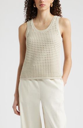 Nordstrom Mesh Stitch Sleeveless Sweater in Beige Scroll at Nordstrom, Size Xx-Small