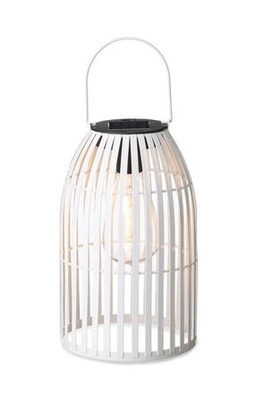 Glitzhome Metal Woven Solar Powered Outdoor Hanging Lantern in White at Nordstrom, Size Medium