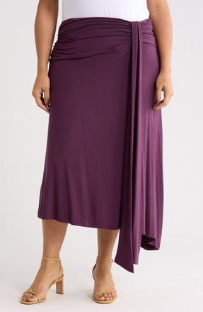 Renee C Draped Asymmetric Stretch Modal Midi Skirt in Prune at Nordstrom Rack, Size 3X