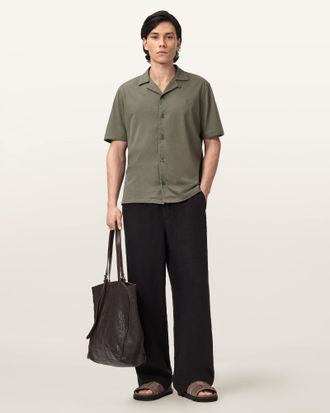 AllSaints Cotton Hudson Relaxed Fit Ramskull Shirt, Size: XXL