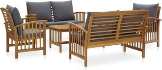 vidaXL Juego Muebles De Jard&iacute;n Y Cojines 5 Piezas Madera Maciza Acacia Vidaxl