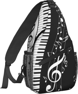 Generic Piano Keys Music Note Crossbody Bag Trendy Shoulder Bag Lightweight Sling Backpack For Runner Women Shopping