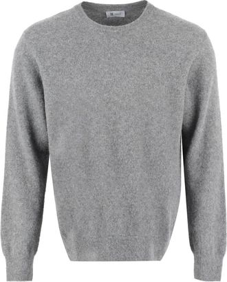 THE (ALPHABET) Geribbelde Wol Kasjmier Trui - Heren - Cashmere truien - Grijs - XL - Wol - Truien & Vesten