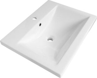 Saniclass Bari Meubelwastafel - 60x47x3.5cm - overloop - 1 wasbak - 1 kraangat - keramiek - wit