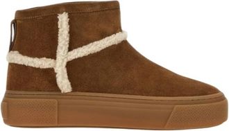 Hogan H705 Enkelboots met schapenvachtrand - Dames - Winterlaarzen - Bruin - 38 EU - Wol - Schoenen