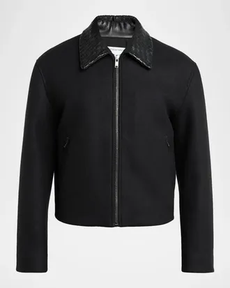 Bottega Veneta Men & apos;s Splittable Wool Leather-Collar Blouson