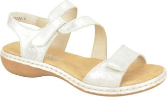 Rieker Zilveren Sandalen met Velcro Straps - Dames - Sandalen - Grijs - 38 EU - Schoenen
