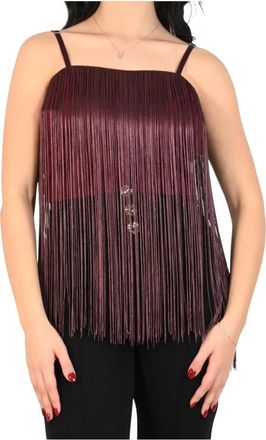 Rinascimento Top frange - female - Rinascimento - Sleeveless Tops - Red - XS - Tops