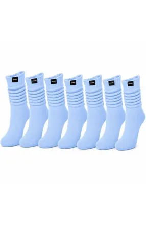Lechery 7-Pack Scrunch Slouchy Retro Boot Gym Sports Socks in Powder Blue at Nordstrom