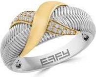 Effy Two-Tone Pav&eacute; Diamond Textured Band Ring in Gold at Nordstrom Rack, Size 7