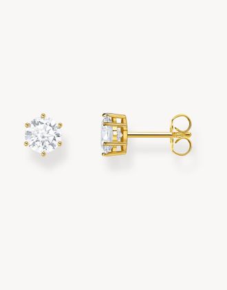 Thomas Sabo Orecchini a bottone tonalit&agrave; oro giallo e bianco