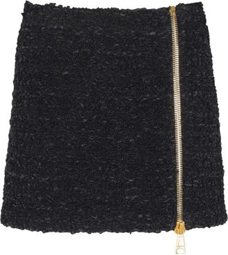 Balmain Korte geruite rok met rits - Dames - Korte rokken - Zwart - S - Katoen - Rokken