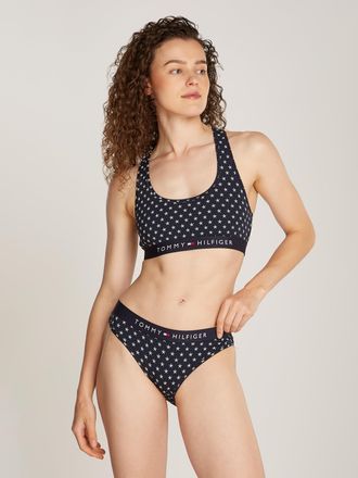 Tommy Hilfiger Bralette, Damen, Gr. XS (34), N-Gr, blau (tiefblau), Jersey, Obermaterial: 95% Baumwolle, 5% Elasthan, TOMMY HILFIGER UNDERWEAR, bedruckt, eng, BHs Br