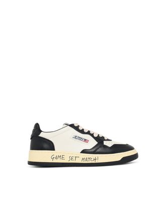 Autry Medalist Low zwart-witte leren sneakers