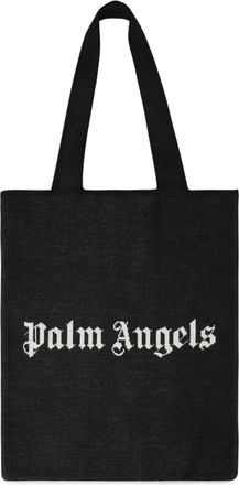 Palm Angels Mens Black Tote Bag With Logo Wool
