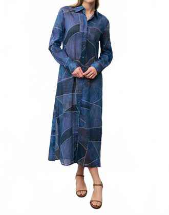 0039 Italy Taya Long Sleeve Button Down Dress In Navy