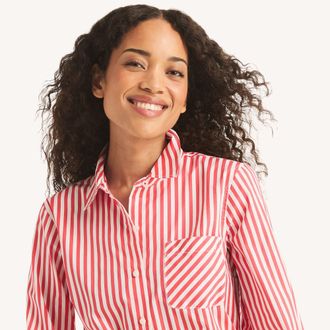 Nautica Womens Striped Button-Up Shirt