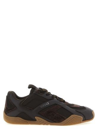 Versace Brown Calfskin Athletic Mens Sneakers