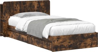 vidaXL Estructura De Cama Con Almacenamiento Roble Ahumado 90 X 190 Cm Vidaxl