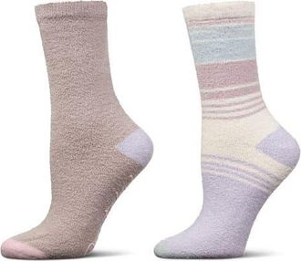 MeMoi Assorted 2-Pack Aloe Infused Crew Socks in Lavender at Nordstrom, Size 9