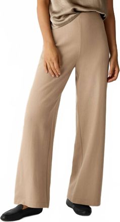 Eileen Fisher Felted Full Length Wide-Leg Pant In Biscuit
