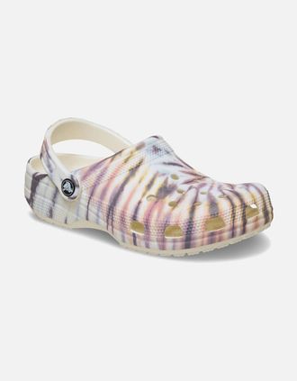 Crocs Womens Crocs Classic Tie Dye Thermoplastic Womens Chalk/Multi Sandals - White - Size: UK 7 / eu 41-42 / us m8w10