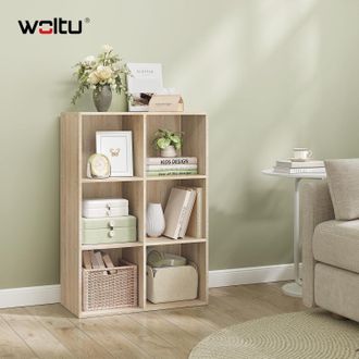 Woltu Estanter&iacute;a Para Libros Estanter&iacute;a De Exposici&oacute;n Estanter&iacute;a De Pared Con Mdf Estante Para Oficina Gabinete Para Archivos 6 Compartimentos 59.6x29x89cm 
