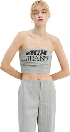 Moschino Mouwloze Top - Dames - Tops zonder mouwen - Grijs - XS - Wol - Tops