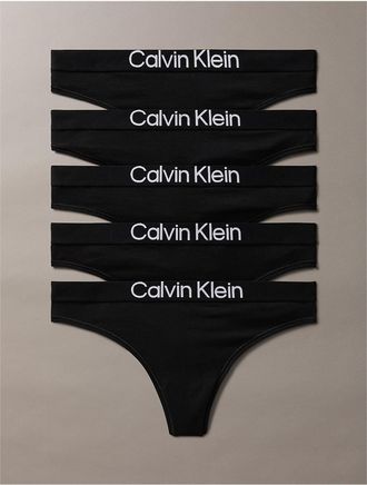 Calvin Klein Womens Maximum Cotton 5-Pack Thong - Black - XS
