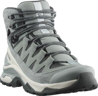 Salomon Wanderschuh SALOMON QUEST ECHO GORE TEX, Damen, Gr. 38,5, gr&uuml;n milieu, icicle, urban chic, Leder, Textil, Schuhe Wanderschuh, wasserdicht