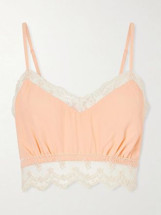 Simone Rocha Bralette In Cr&ecirc;pe De Chine Con Finiture In Pizzo - Arancione